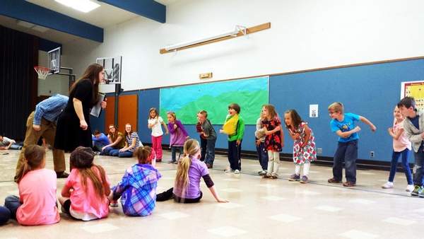 Sam and her partner leading auditions in Washington